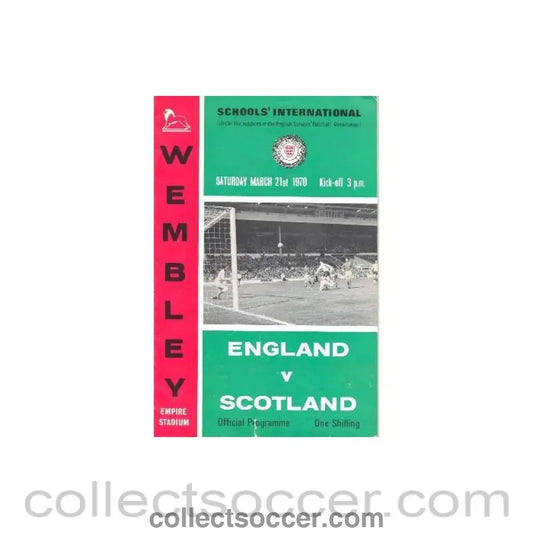 1970 England v Scotland official programme 21/03/1970 Schools’ International at Wembley