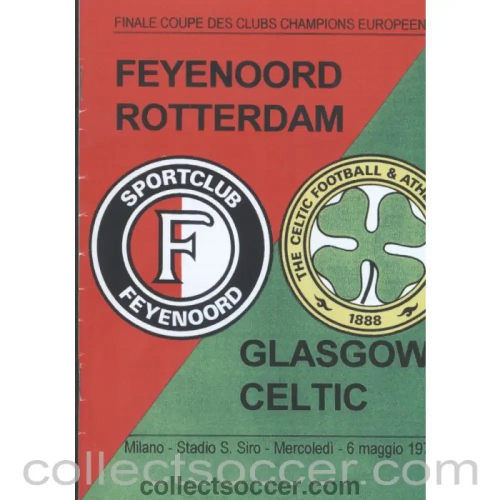 1970 European Cup Final Feyenoord v Celtic Unofficial Programme - Collect Soccer