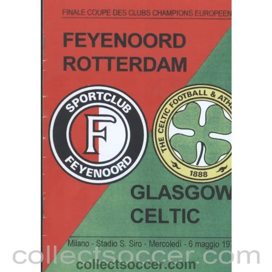 1970 European Cup Final Feyenoord v Celtic Unofficial Programme - Collect Soccer