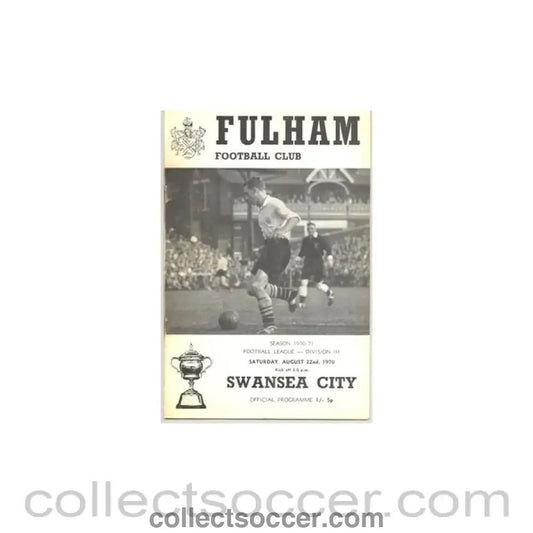 1970 - Fulham v Swansea City official programme 22/08/1970 - Collect Soccer