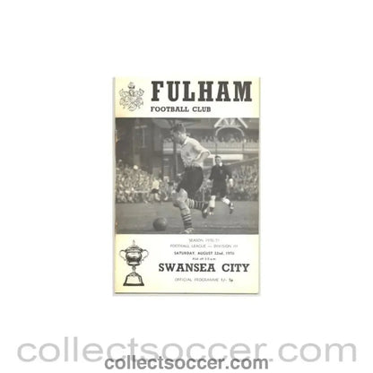 1970 - Fulham v Swansea City official programme 22/08/1970 - Collect Soccer