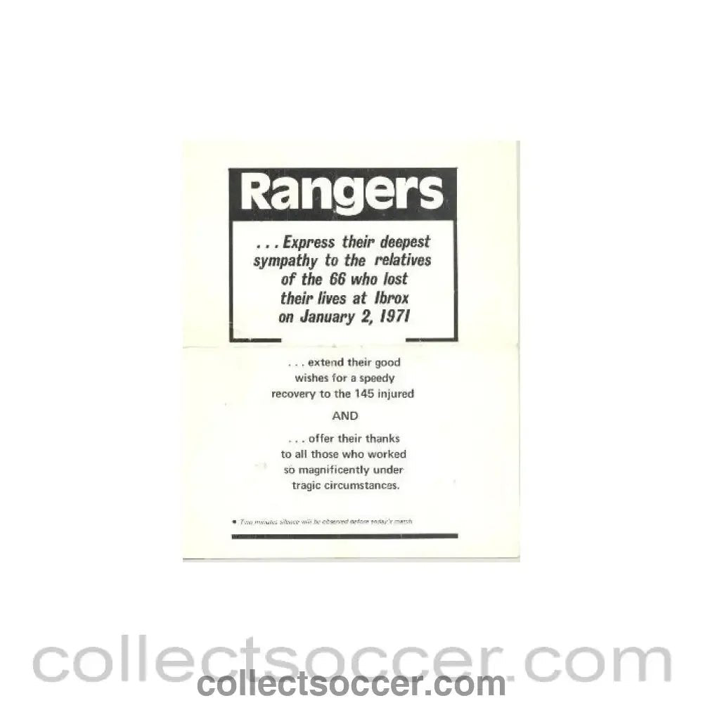 1970 - Glasgow Rangers v Dundee United official programme 1970 - 1971 - Collect Soccer
