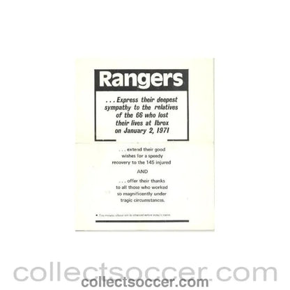 1970 - Glasgow Rangers v Dundee United official programme 1970 - 1971 - Collect Soccer