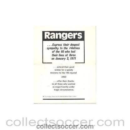 1970 - Glasgow Rangers v Dundee United official programme 1970 - 1971 - Collect Soccer