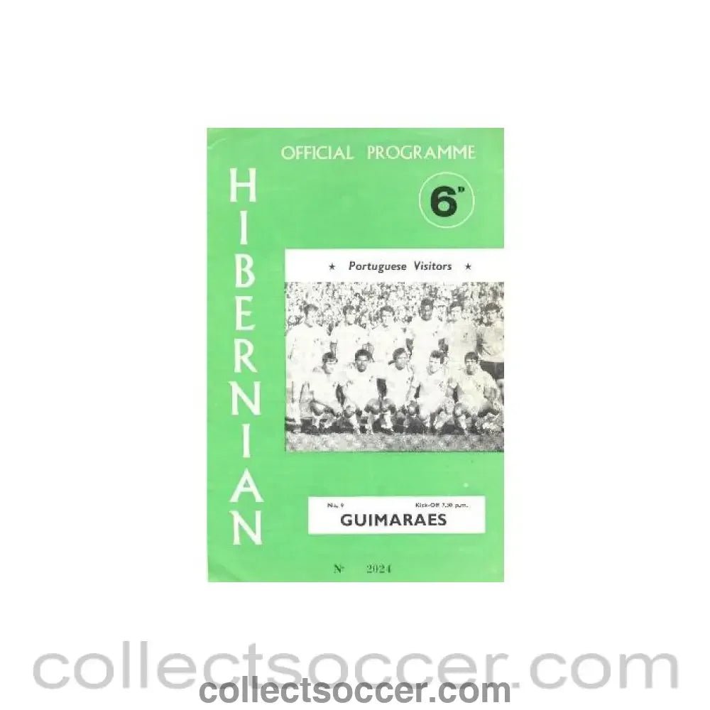 1970 - Hibernian v Guimaraes official programme 14/10/1970 - Collect Soccer