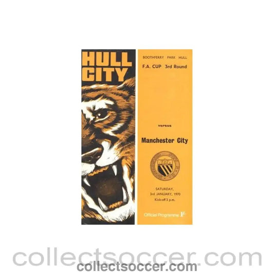1970 - Hull City v Manchester City official programme 03/01/1970 F.A. Cup - Collect Soccer