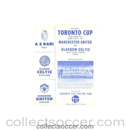 1970 - In Canada - Manchester United v Celtic official programme 11/05/1970 Toronto Cup - Collect Soccer