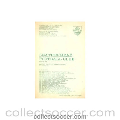 1970 - Leatherhead v Wimbledon official programme 07/11/1970 - Collect Soccer