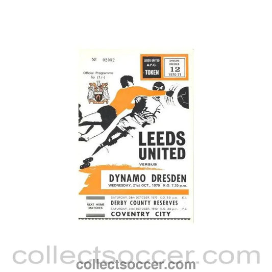 1970 - Leeds United v Dynamo Dresden official programme 21/10/1970 - Collect Soccer