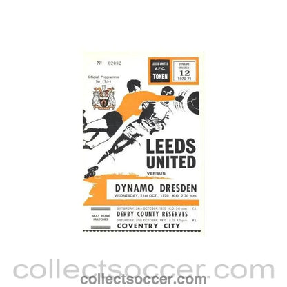 1970 - Leeds United v Dynamo Dresden official programme 21/10/1970 - Collect Soccer