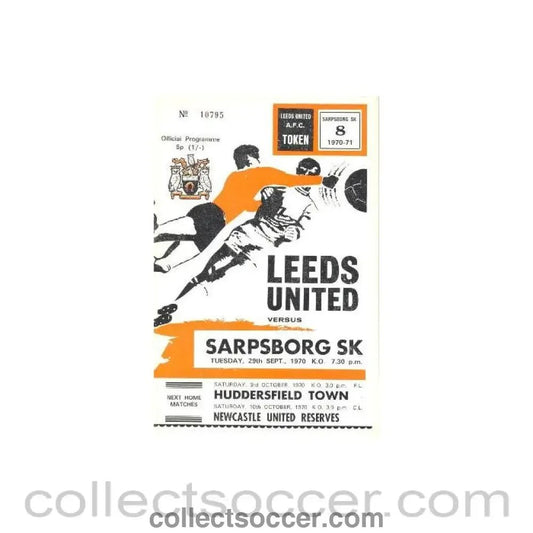 1970 - Leeds United v Sarpsborg official programme 29/09/1970 - Collect Soccer