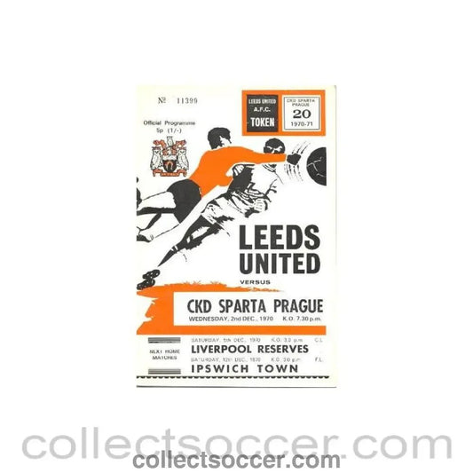 1970 - Leeds United v Sparta Prague official programme 02/12/1970 - Collect Soccer