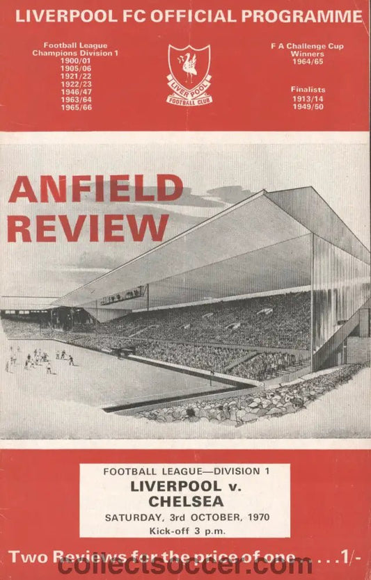 1970 Liverpool v Chelsea official programme 03/10/1970 - Collect Soccer