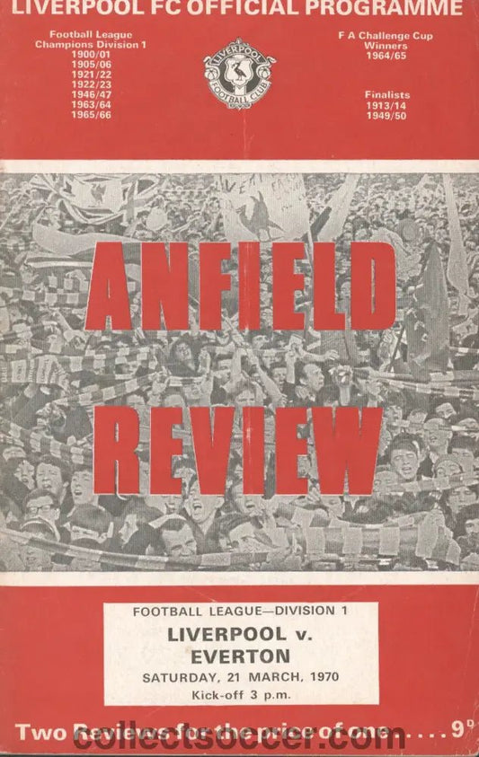1970 - Liverpool v Everton official programme 21/03/1970 - Collect Soccer