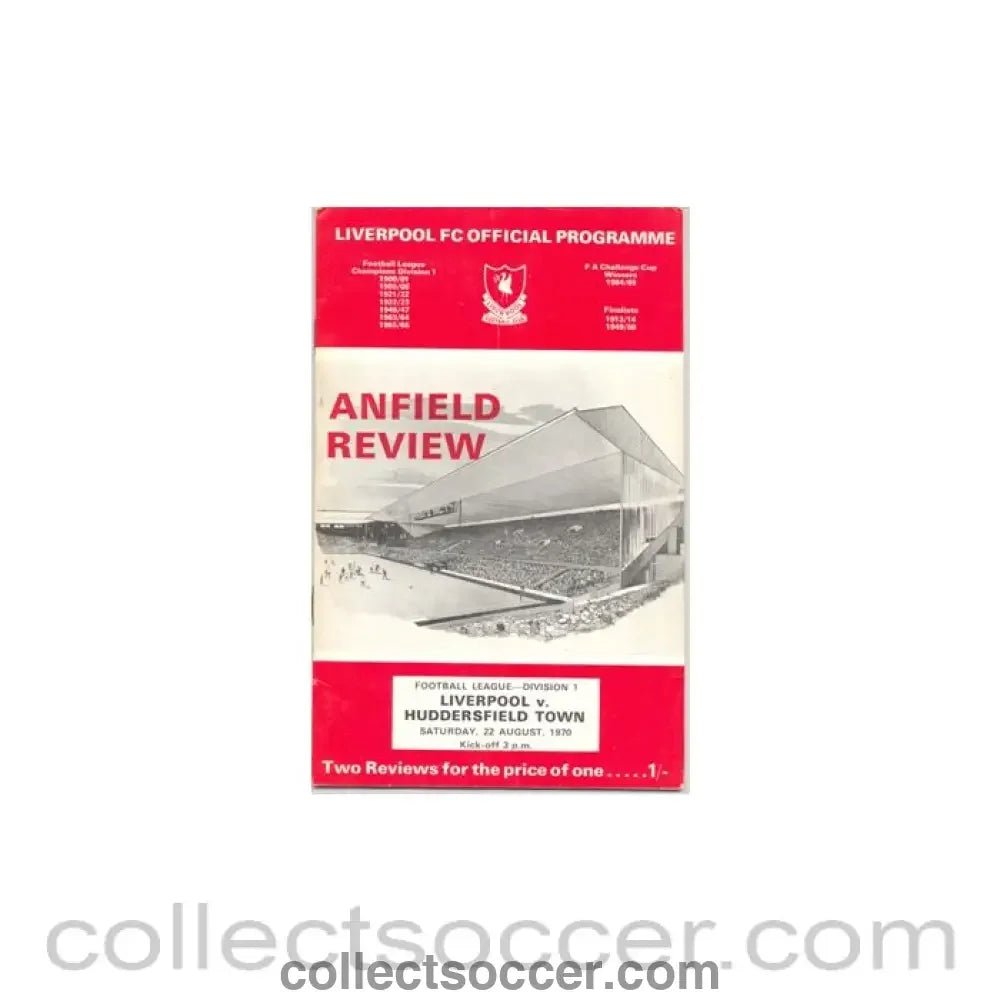 1970 - Liverpool v Huddersfield Town official programme 22/08/1970 - Collect Soccer