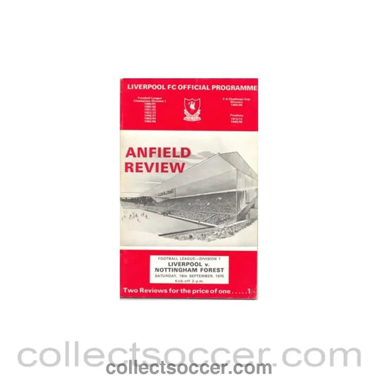 1970 - Liverpool v Nottingham Forest official programme 19/09/1970 - Collect Soccer