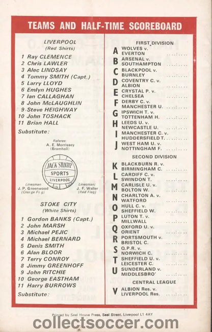 1970 - Liverpool v Stoke City official programme 26/12/1970 - Collect Soccer