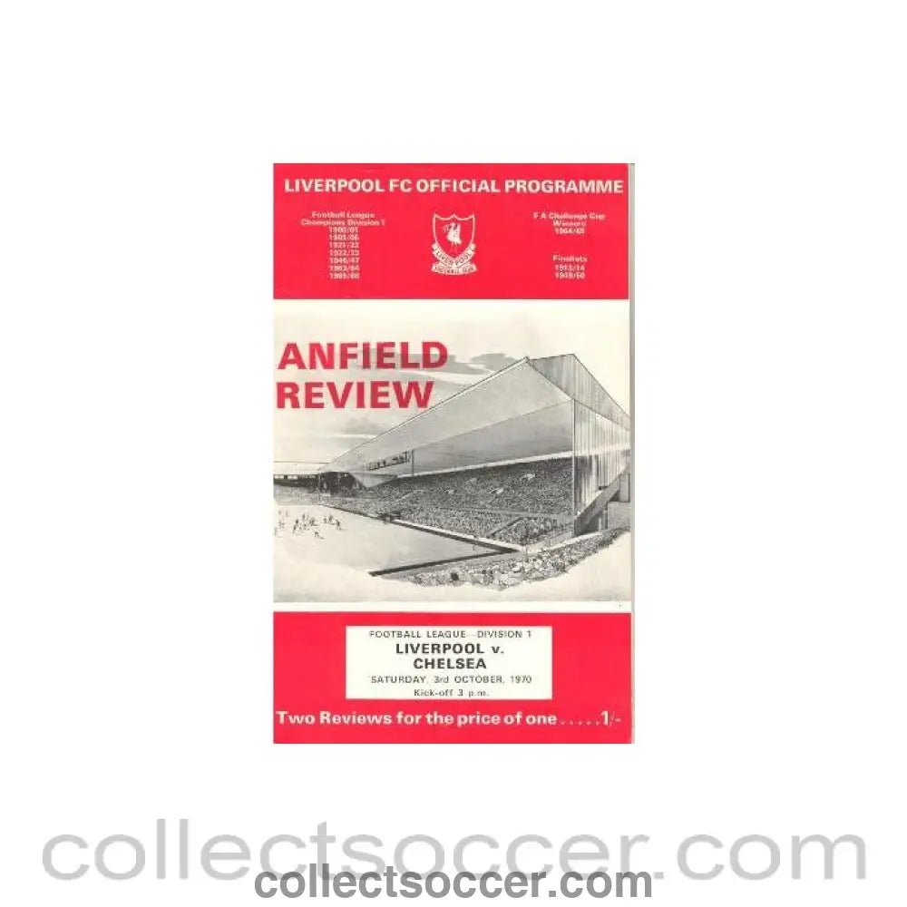 1970 - Liverpool vChelsea official programme 03/10/1970 - Collect Soccer