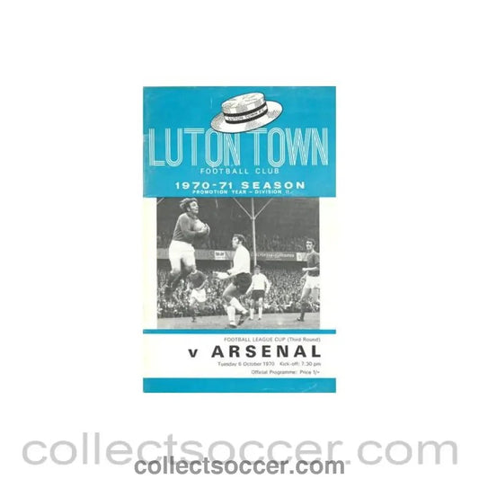 1970 - Luton Town v Arsenal official programme 06/10/1970 Football League - Collect Soccer