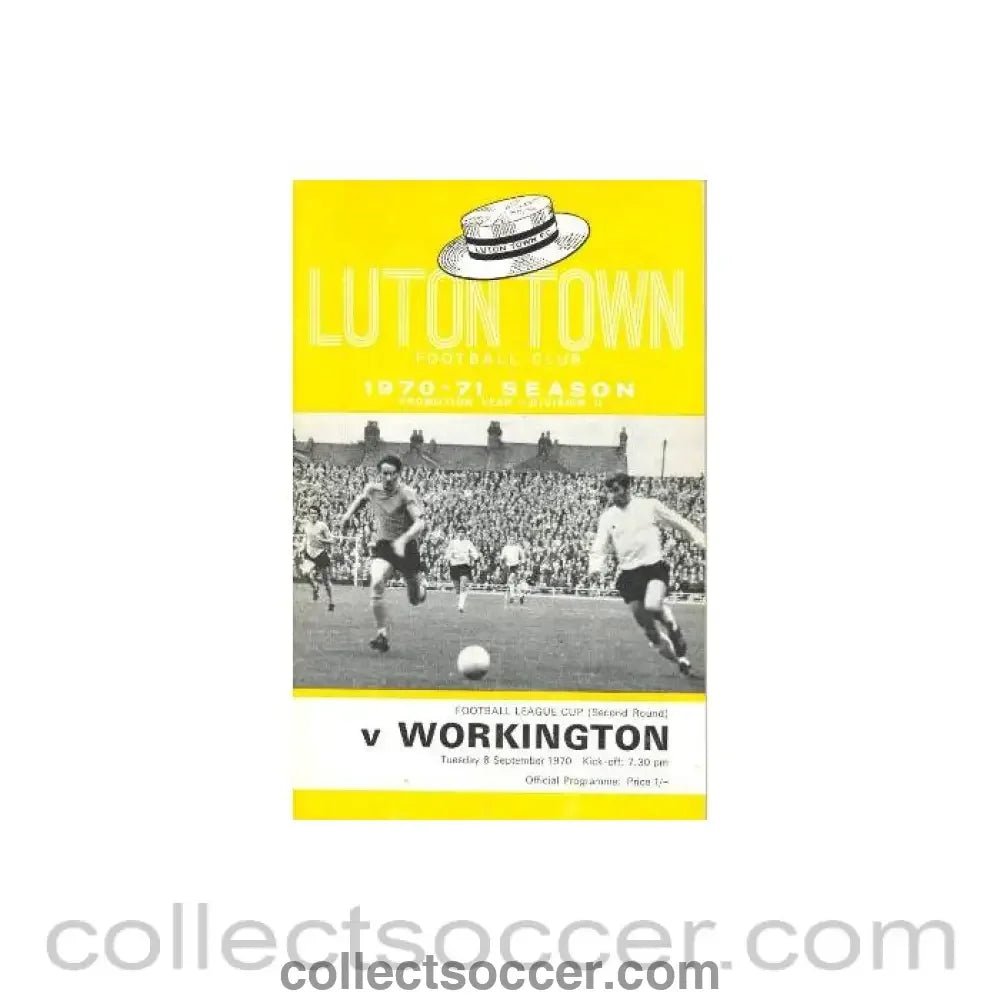 1970 - Luton Town v Workington official programme 08/09/1970 - Collect Soccer