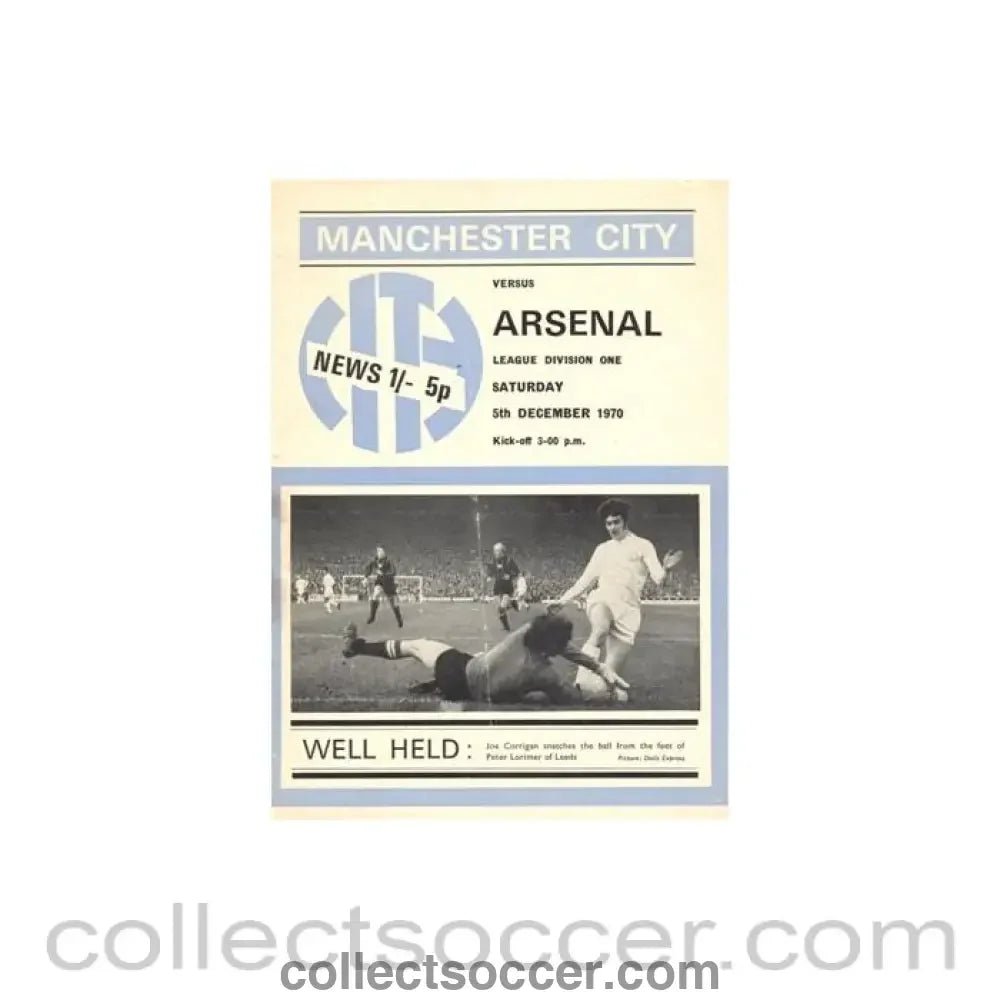 1970 - Manchester City v Arsenal official programme 05/12/1970 Football League - Collect Soccer
