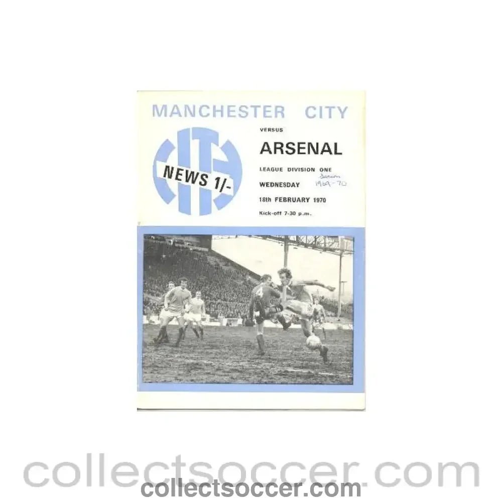 1970 - Manchester City v Arsenal official programme 18/02/1970 Football League - Collect Soccer