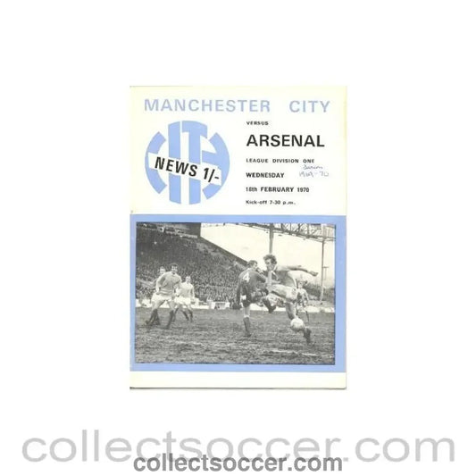 1970 - Manchester City v Arsenal official programme 18/02/1970 Football League - Collect Soccer