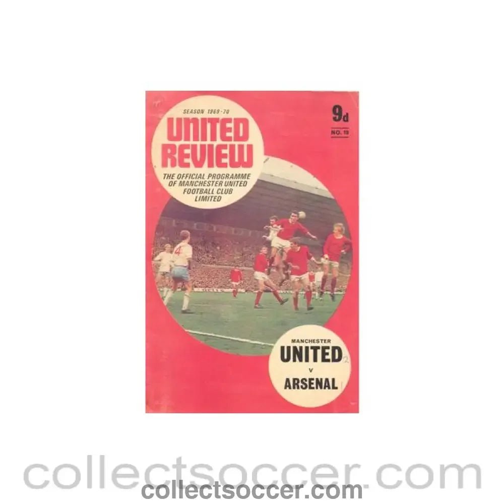 1970 - Manchester United v Arsenal official programme 10/01/1970 Football League, half price - Collect Soccer