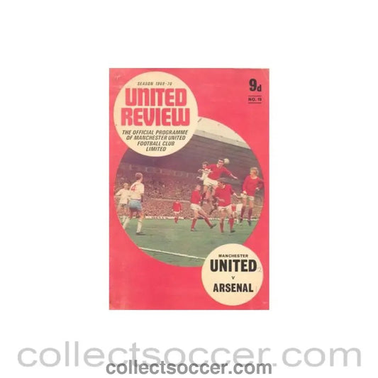 1970 - Manchester United v Arsenal official programme 10/01/1970 Football League, half price - Collect Soccer