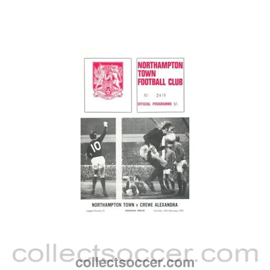 1970 - Northampton Town v Crewe Alexandra official programme 14/02/1970 Football League - Collect Soccer