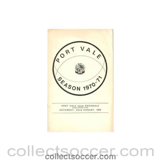 1970 - Port Vale v Rochdale official programme 22/08/1970 - Collect Soccer