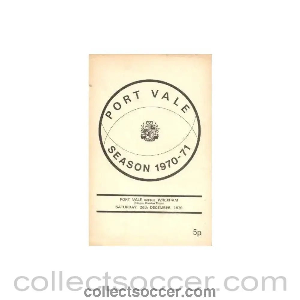 1970 - Port Vale v Wrexham official programme 26/12/1970 - Collect Soccer