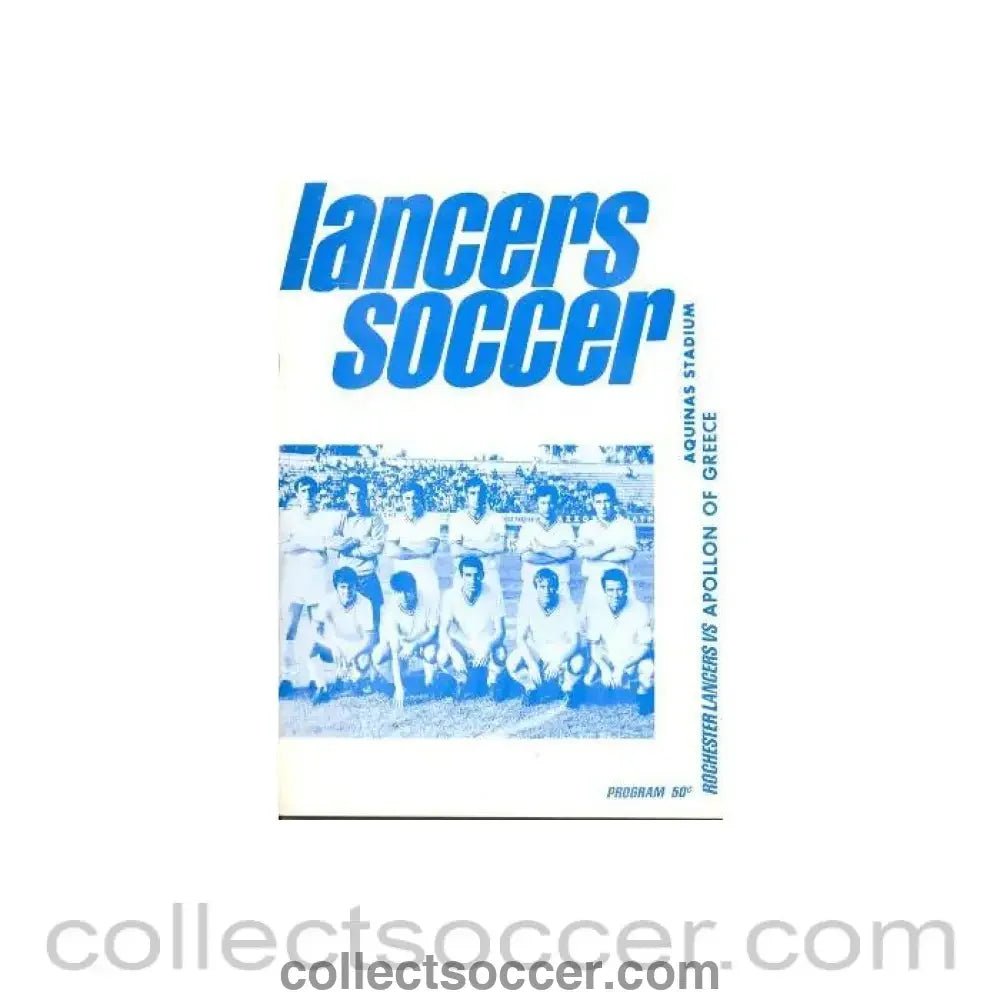 1970 Rochester Lancers, USA v Apollon, Greece official programme 1970 - Collect Soccer