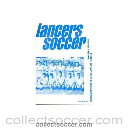1970 Rochester Lancers, USA v Apollon, Greece official programme 1970 - Collect Soccer