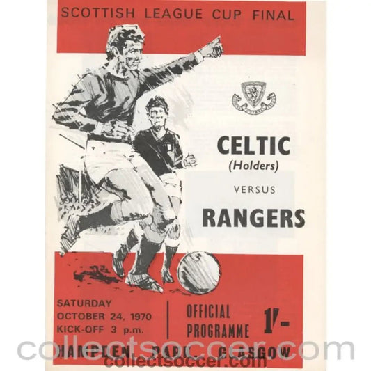 1970 Scottish League Cup Final Celtic v Rangers Official Football Programme - Collect Soccer