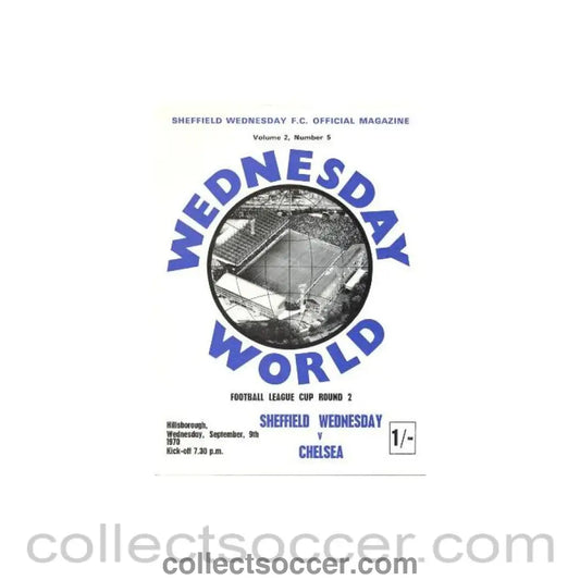1970 - Sheffield Wednesday vChelsea official programme 09/09/1970