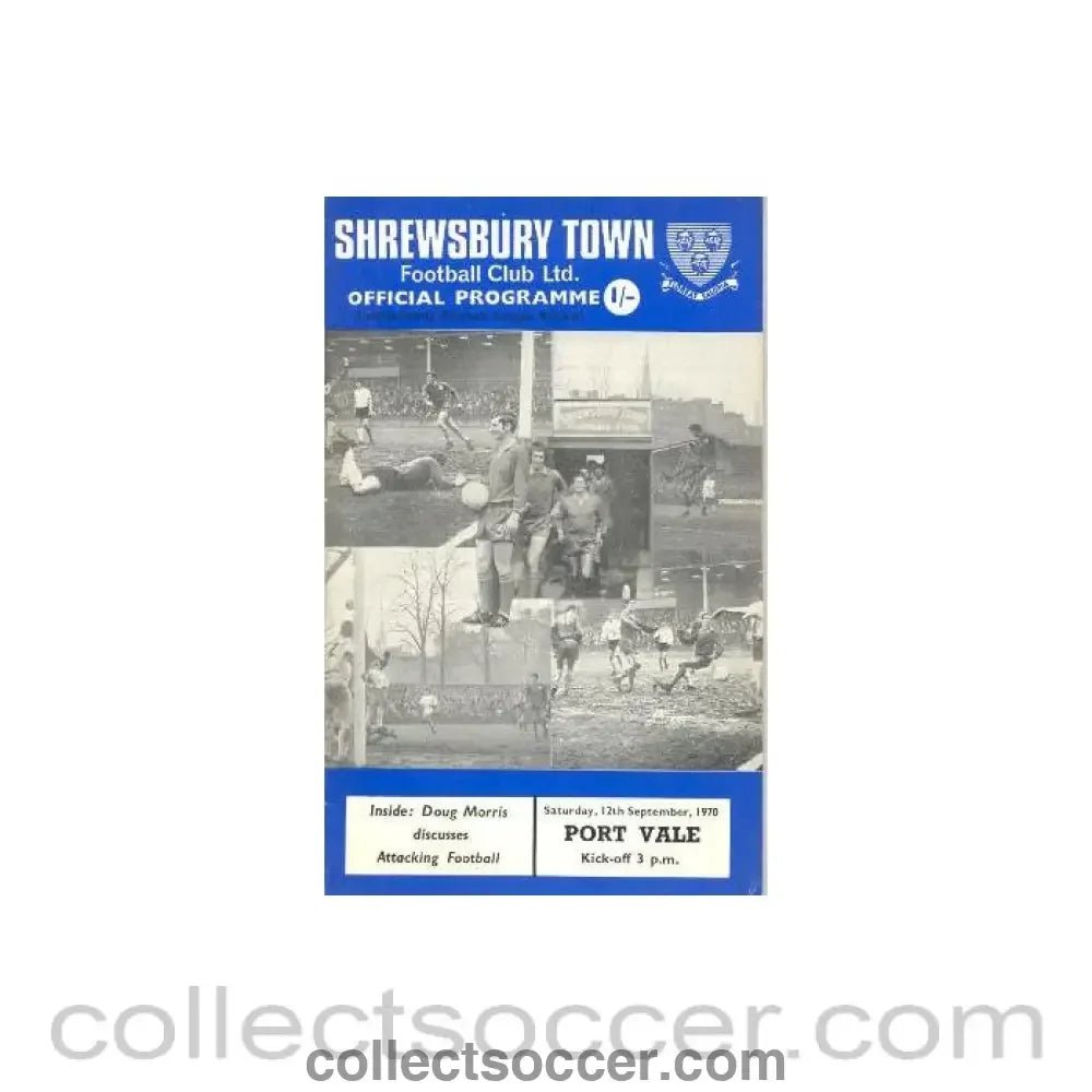 1970 - Shrewsbury Town v Port Vale official programme 12/09/1970 - Collect Soccer