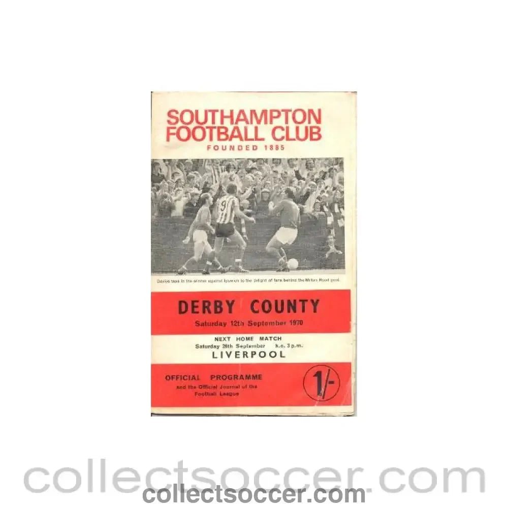 1970 - Southampton v Derby County official programme 26/09/1970 - Collect Soccer