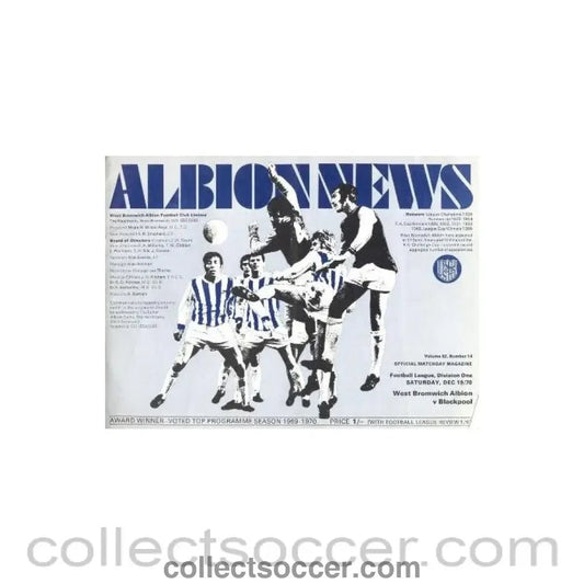 1970 - West Bromwich Albion v Blackpool official programme 19/12/1970 Football League - Collect Soccer