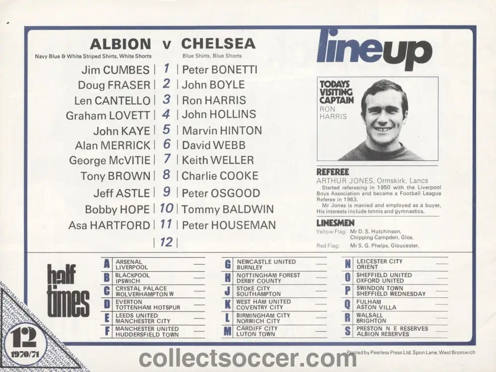 1970 - West Bromwich Albion v Chelsea official programme 28/11/1970 - Collect Soccer