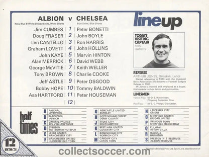 1970 - West Bromwich Albion v Chelsea official programme 28/11/1970 - Collect Soccer