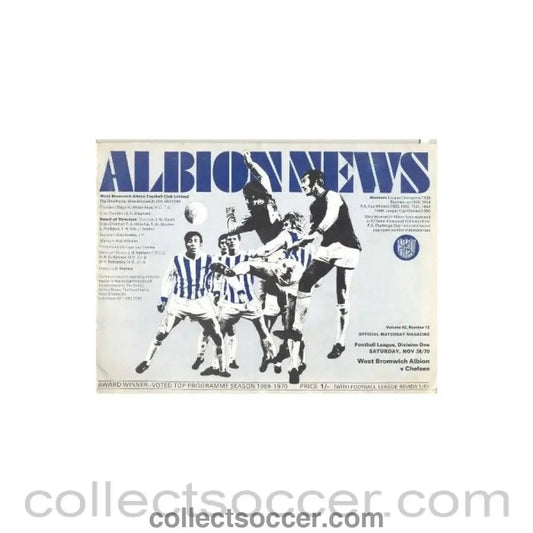 1970 - West Bromwich Albion v Chelsea official programme 28/11/1970 Football League - Collect Soccer