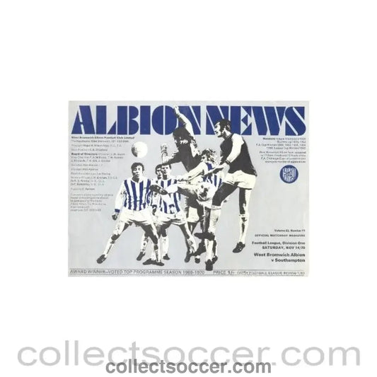 1970 - West Bromwich Albion v Southampton official programme 14/11/1970 Football League - Collect Soccer