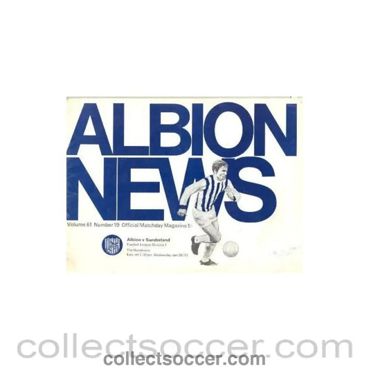 1970 - West Bromwich Albion v Sunderland official programme 28/01/1970 - Collect Soccer