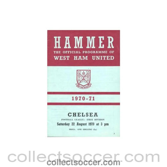 1970 - West Ham United vChelsea official programme 22/08/1970