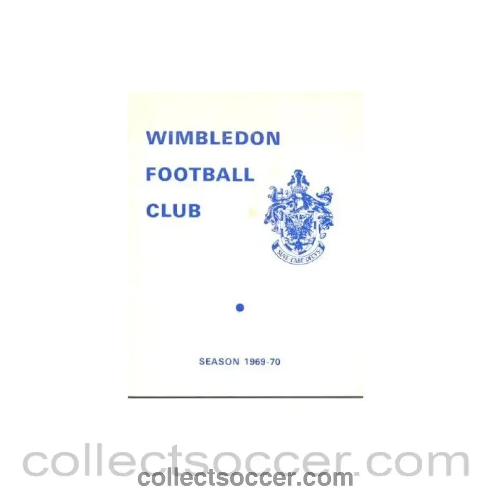 1970 - Wimbledon v Margate official programme 30/03/1970 - Collect Soccer