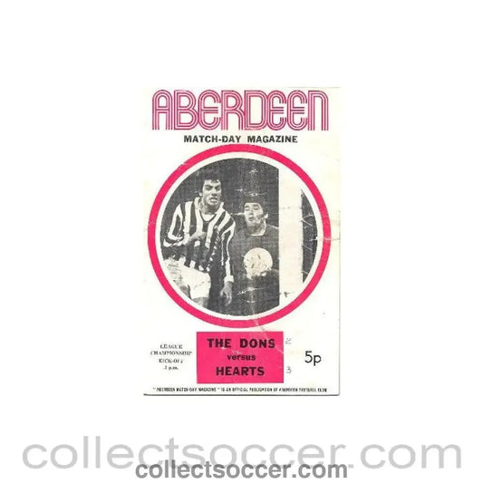1971 - Aberdeen v Hearts official programme Season 1971 - 1972 - Collect Soccer