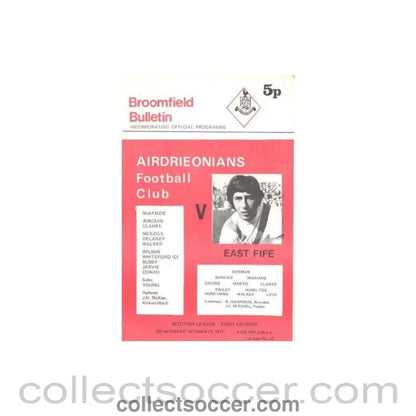 1971 - Airdrieonians v East Fife official programme 23/10/1971 Scottish League - Collect Soccer