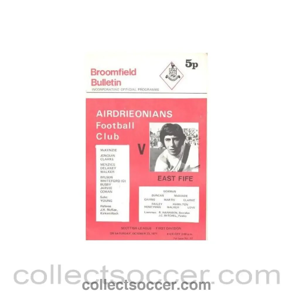 1971 - Airdrieonians v East Fife official programme 23/10/1971 Scottish League - Collect Soccer