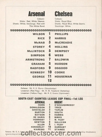 1971 Arsenal v Chelsea official programme 03/04/1971 - Collect Soccer